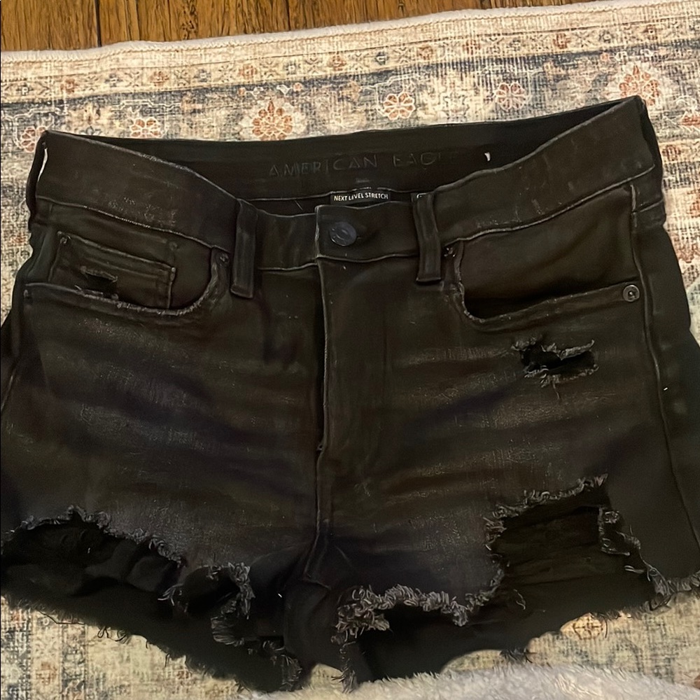 American Eagle Outfitters Black Distressed Jean Shorts